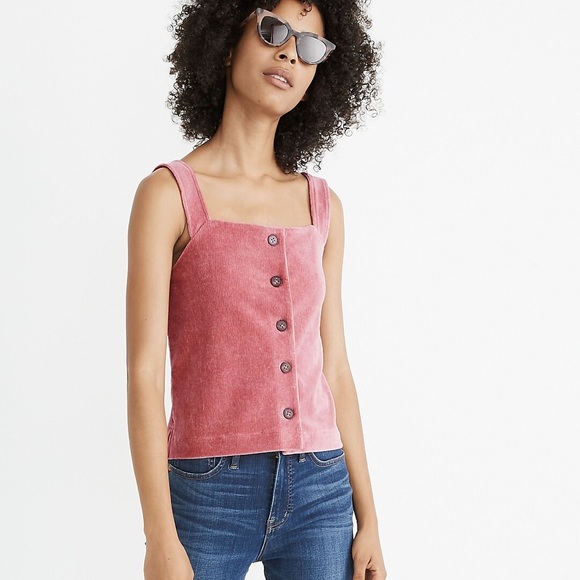 Texture & Thread By Madewell Velour Corduroy Button-Front Tank Top Size XS - Picture 2 of 6